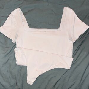 Aritzia Cream Square Neck Bodysuit
